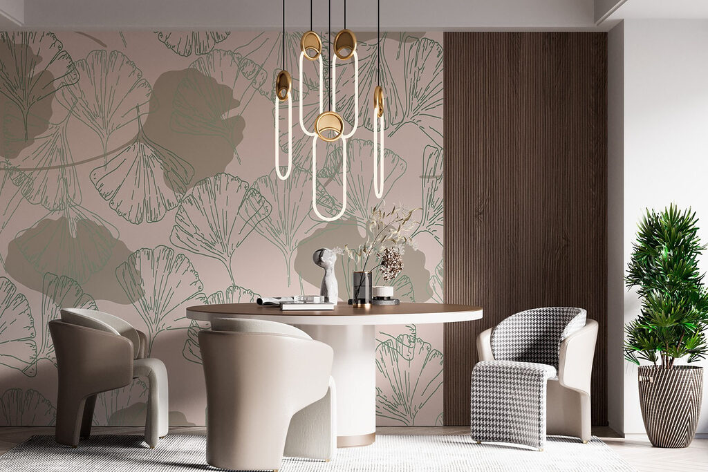 Pattern of leaves on a light background