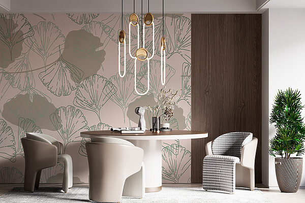 Pattern of leaves on a light background