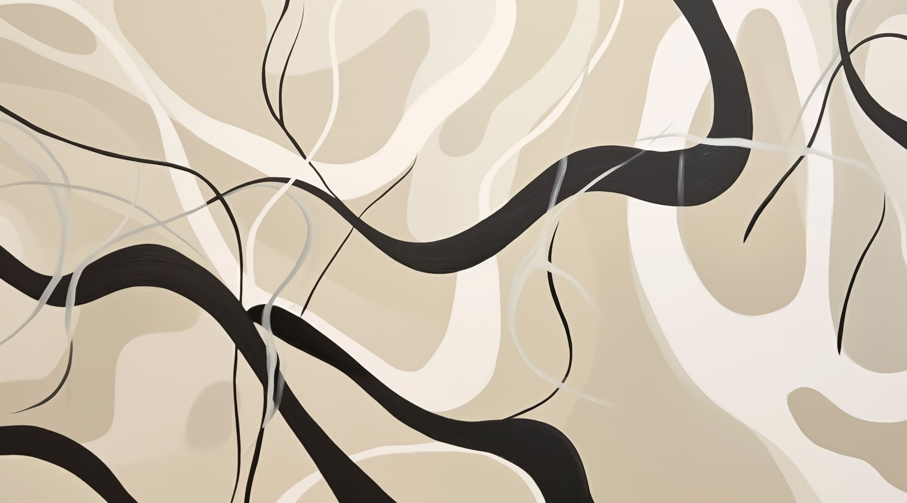 Black and white swirls on a tan background