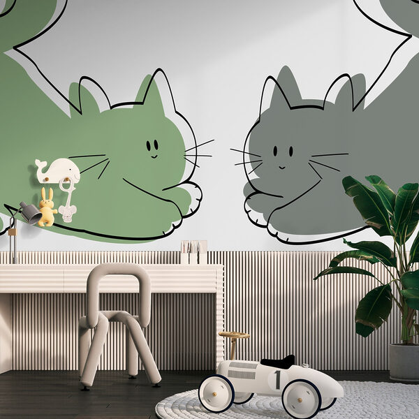Coppia di gatti sdraiati Coppia di gatti sdraiati