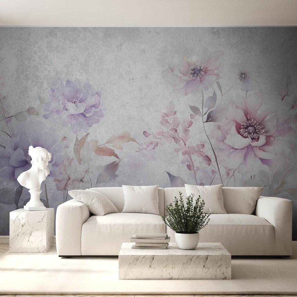 Painting of flowers on a white background Painting of flowers on a white background