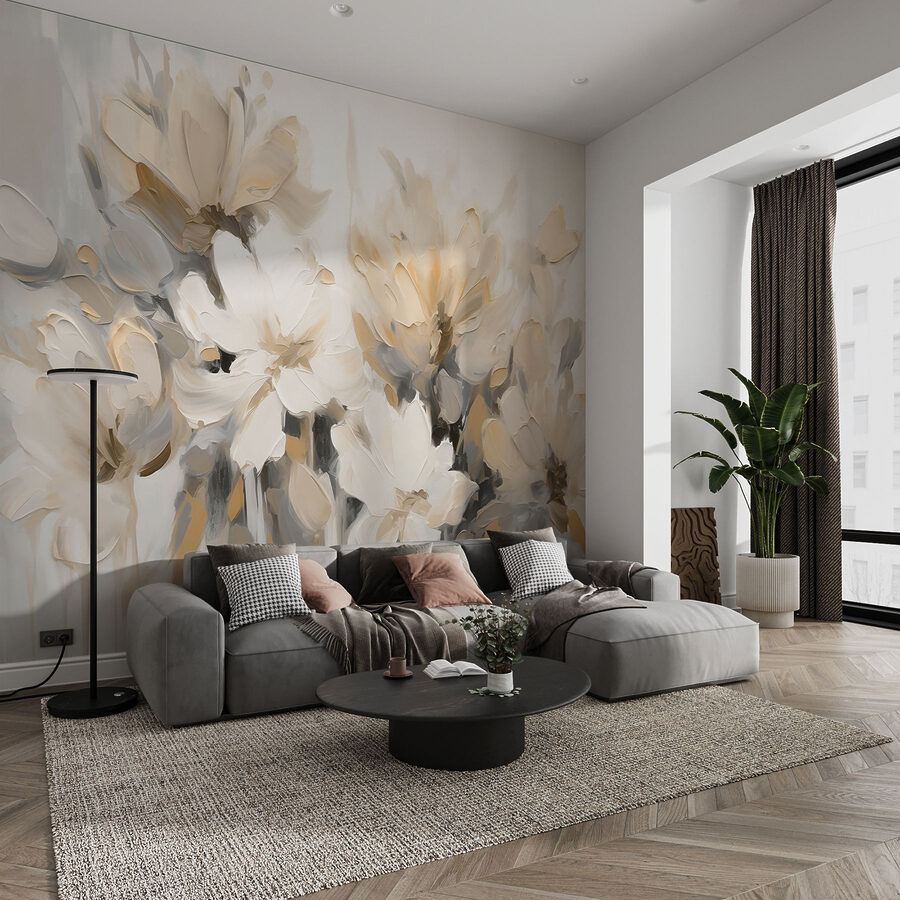 Pittura di fiori su sfondo bianco