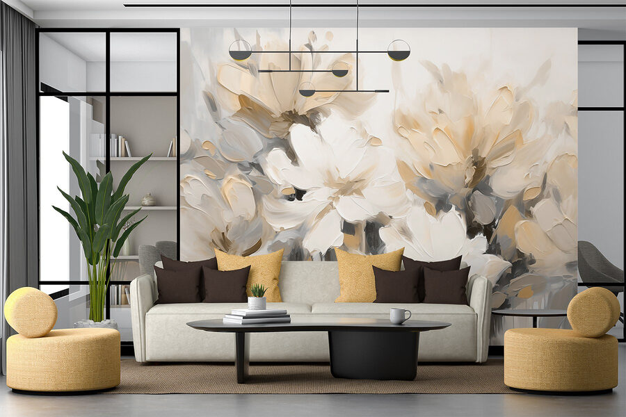 Pittura di fiori su sfondo bianco