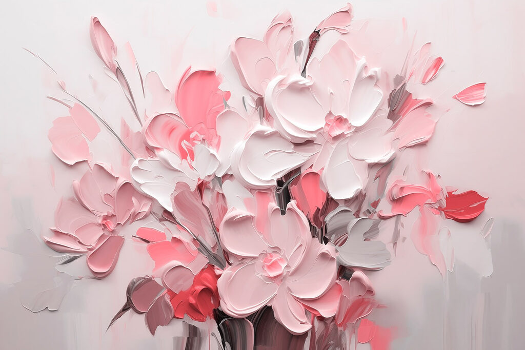 Pittura di fiori in rosa e bianco Pittura di fiori in rosa e bianco