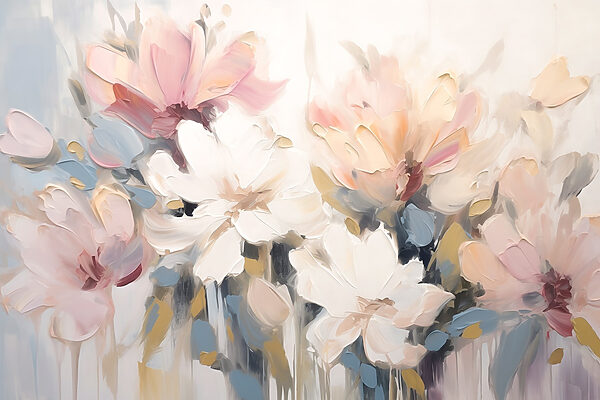 Pittura di fiori su una superficie bianca Pittura di fiori su una superficie bianca