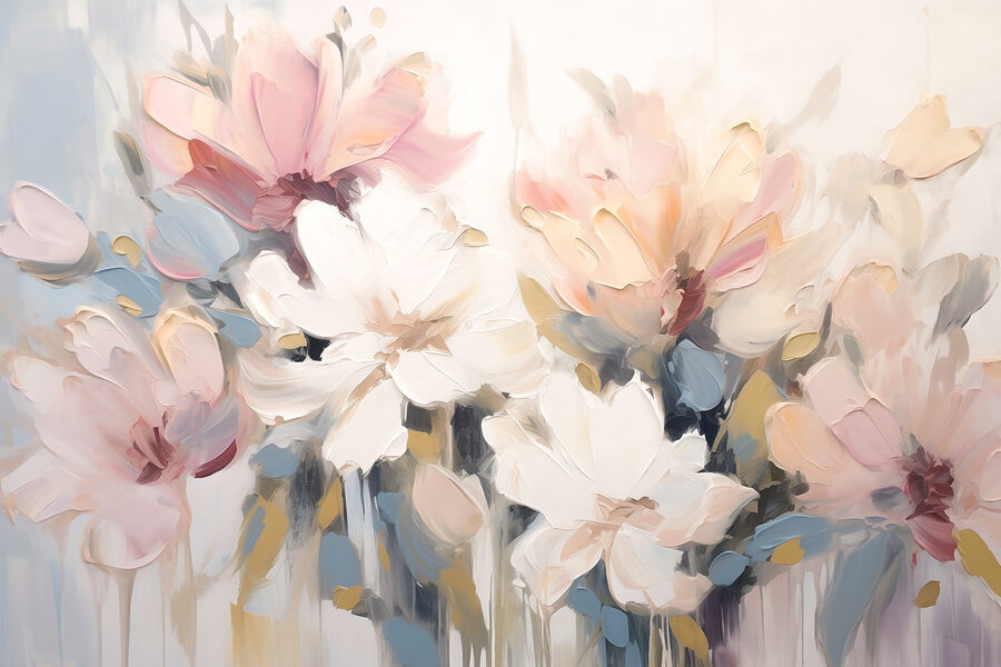 Pittura di fiori su una superficie bianca