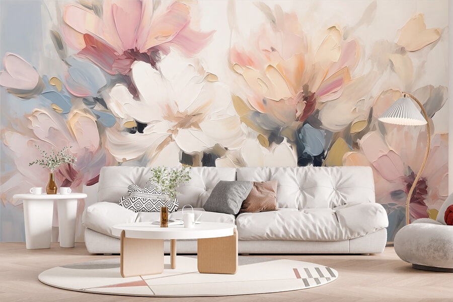Pittura di fiori su una superficie bianca