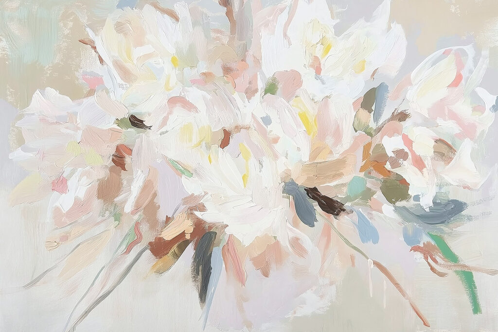 Pittura di fiori su una superficie bianca Pittura di fiori su una superficie bianca