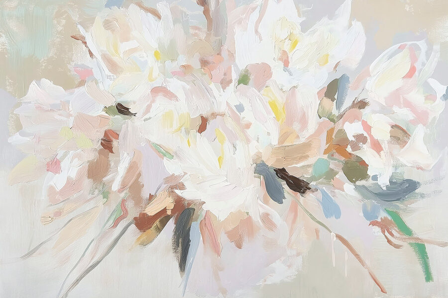 Pittura di fiori su una superficie bianca