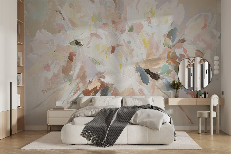 Pittura di fiori su una superficie bianca