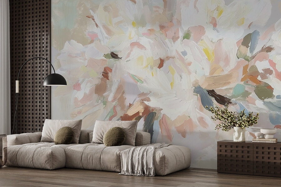 Pittura di fiori su una superficie bianca