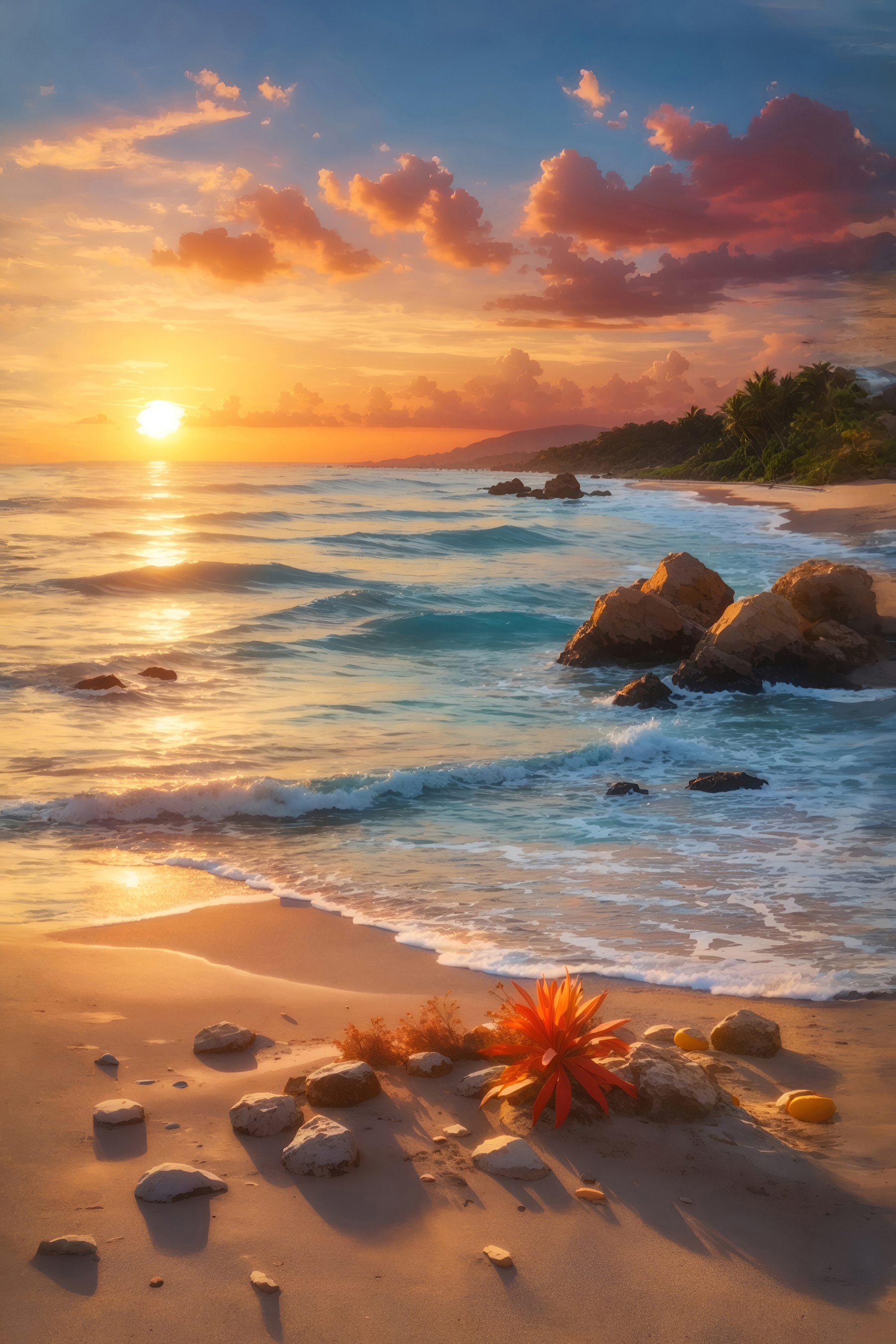 Sunset over a beach