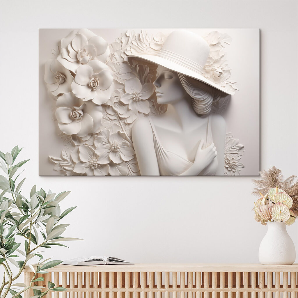 Statue of a woman wearing a hat