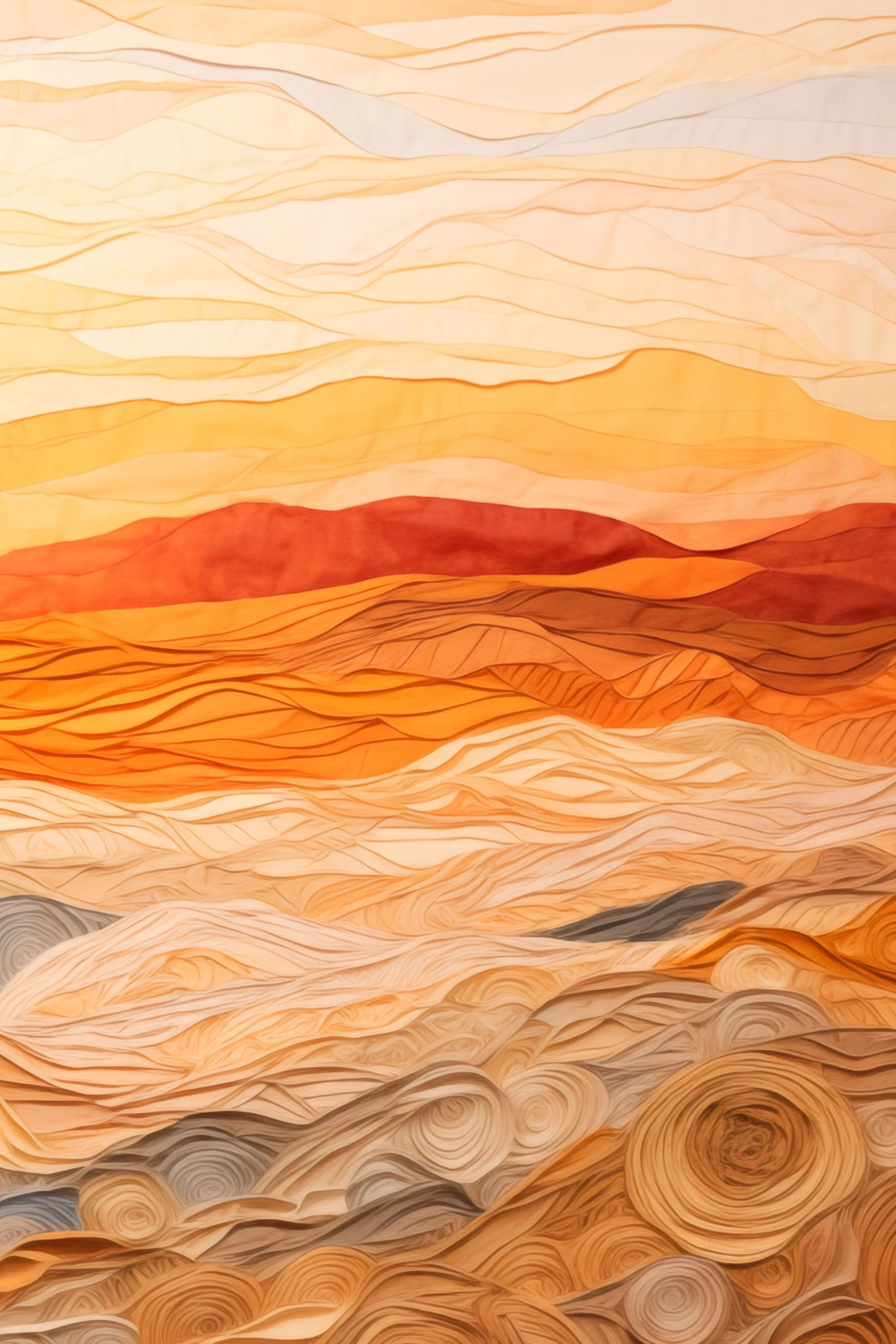 Art piece of fabric with wavy lines