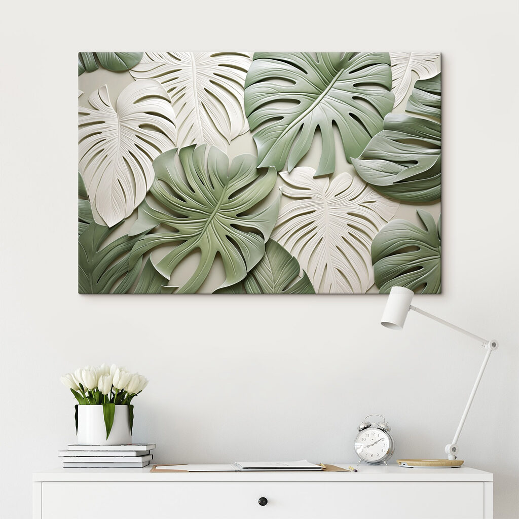 Group of green and white leaves