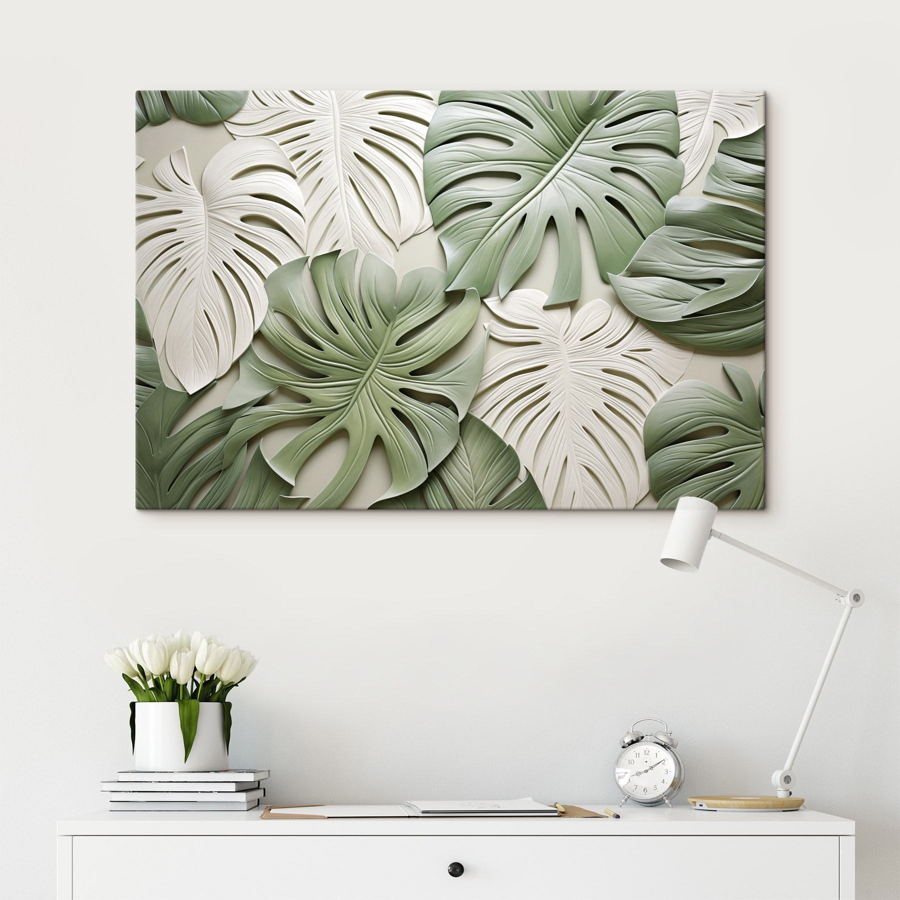 Group of green and white leaves