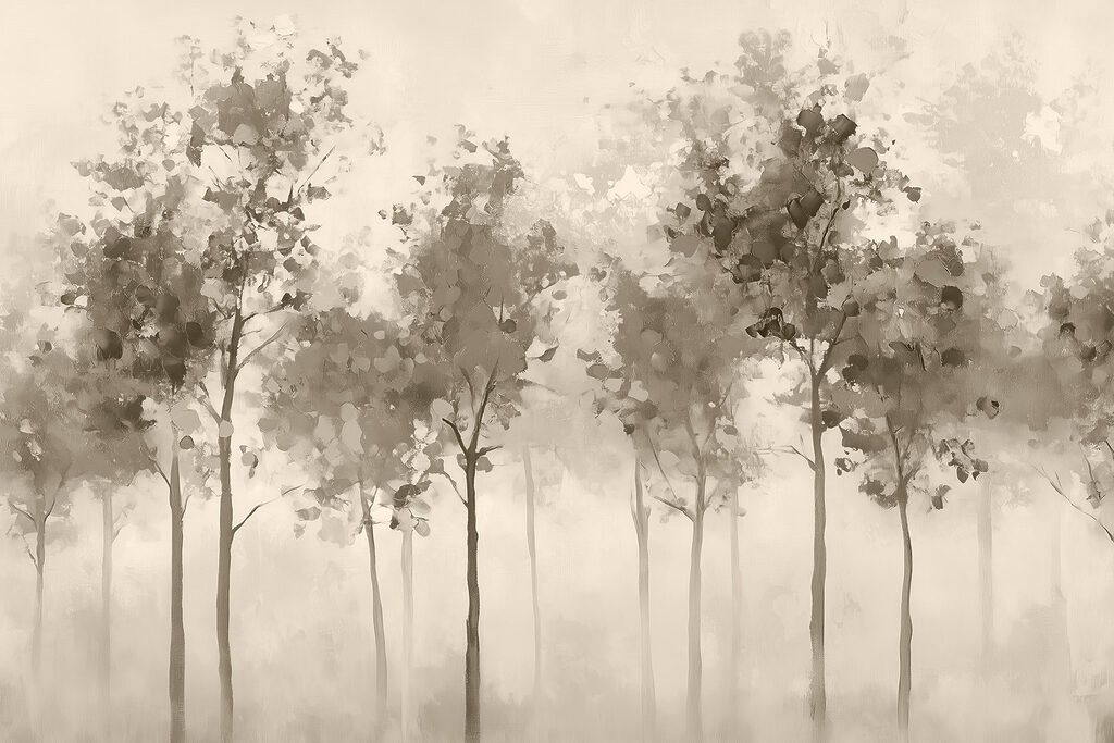 Gruppo di alberi in un'area nebbiosa Gruppo di alberi in un'area nebbiosa