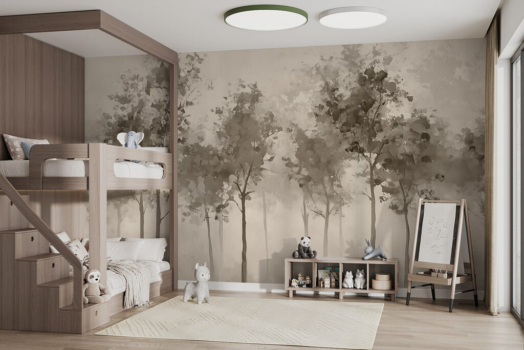 Group of trees in a foggy area