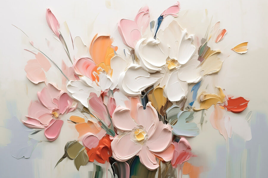 Pittura di fiori su una superficie bianca