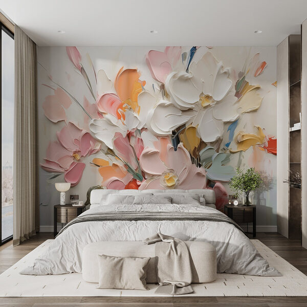 Pittura di fiori su una superficie bianca Pittura di fiori su una superficie bianca