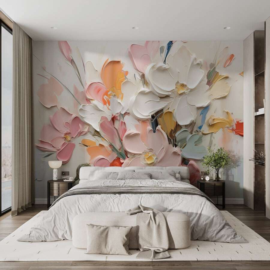 Pittura di fiori su una superficie bianca