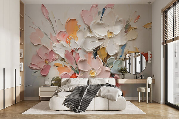 Pittura di fiori su una superficie bianca Pittura di fiori su una superficie bianca