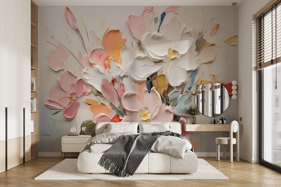 Pittura di fiori su una superficie bianca