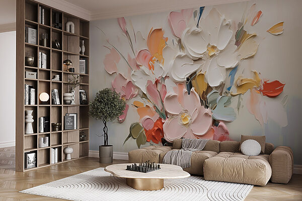 Pittura di fiori su una superficie bianca Pittura di fiori su una superficie bianca