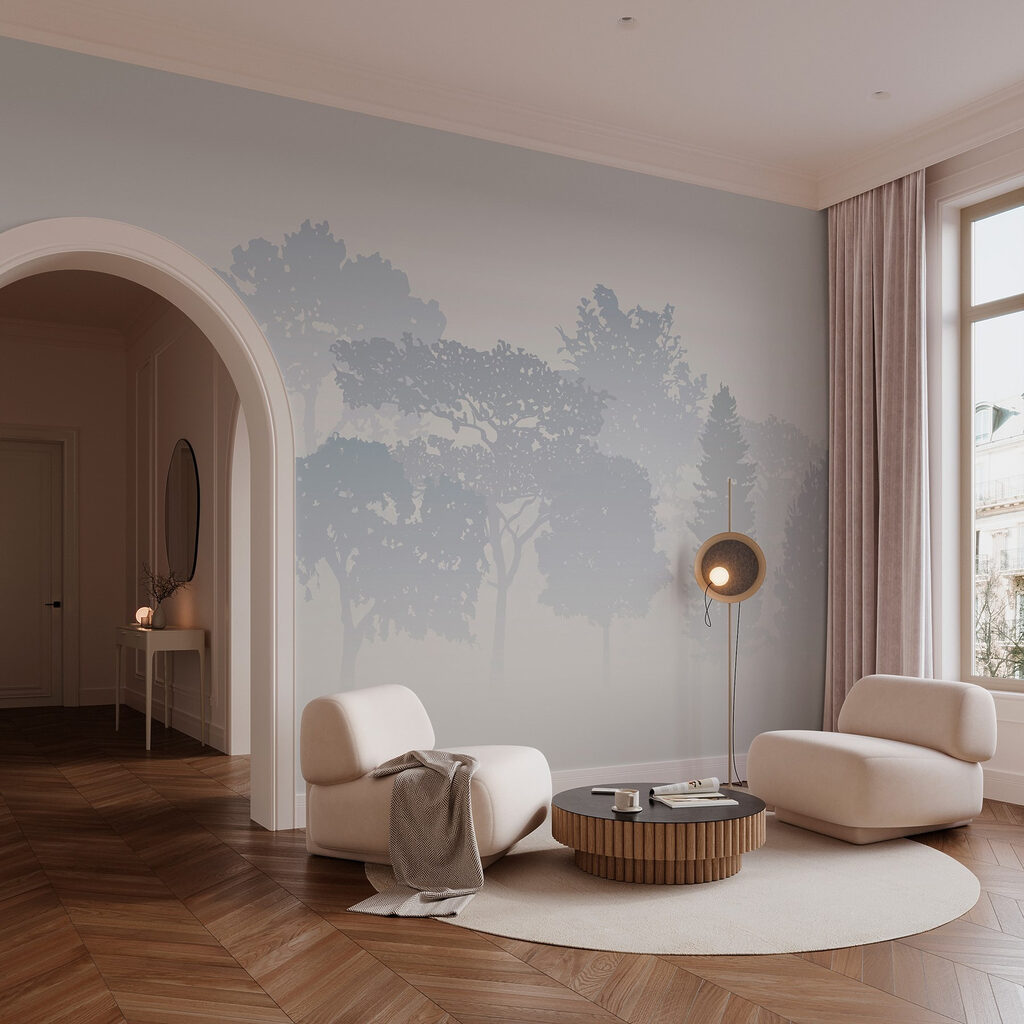 Group of trees in fog