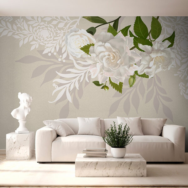Fiori bianchi con foglie verdi Fiori bianchi con foglie verdi