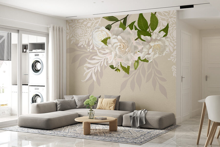 Fiori bianchi con foglie verdi
