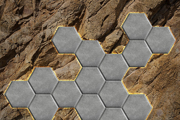 Esagoni di pietra su una roccia Esagoni di pietra su una roccia