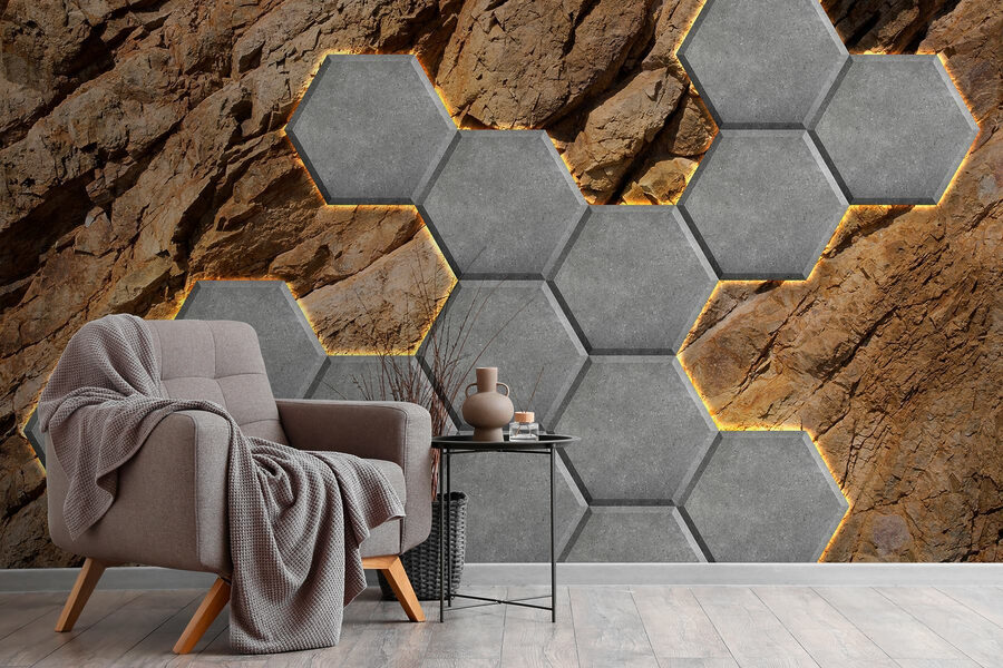 Esagoni di pietra su una roccia
