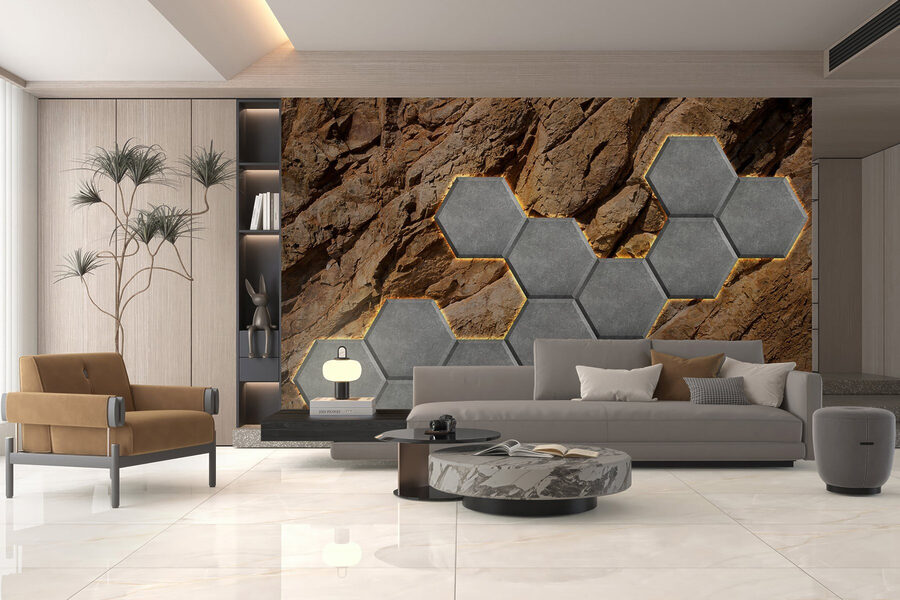 Esagoni di pietra su una roccia