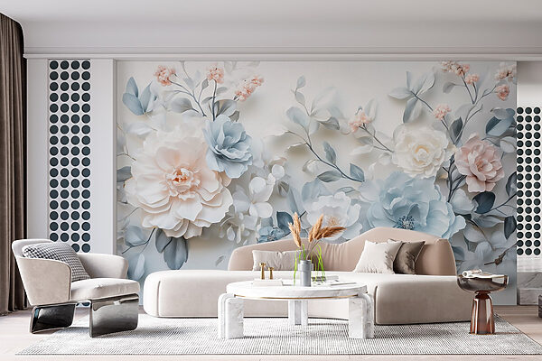 Group of flowers on a white surface Group of flowers on a white surface