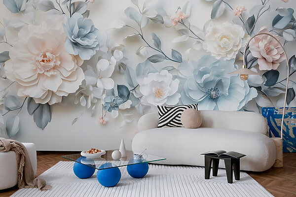 Group of flowers on a white surface Group of flowers on a white surface