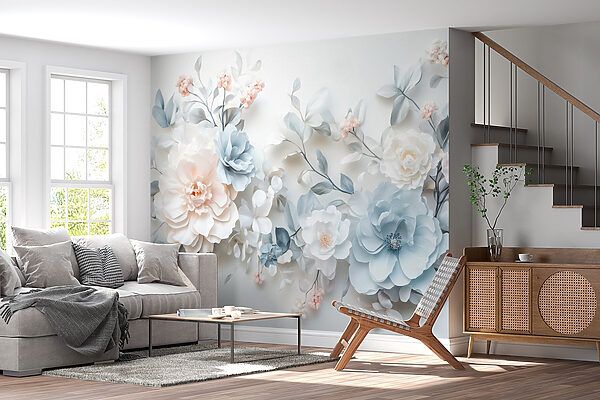 Group of flowers on a white surface Group of flowers on a white surface