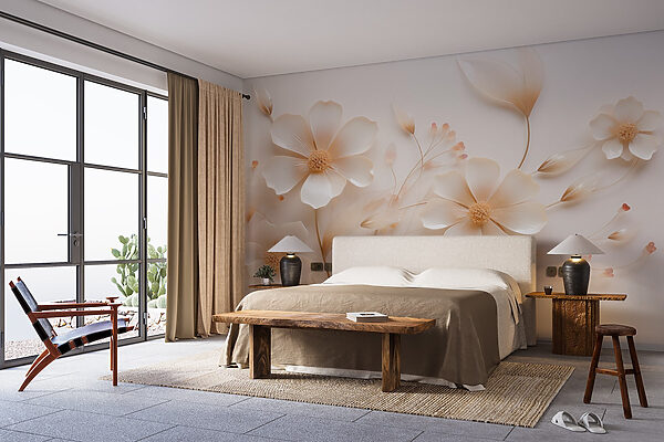 Carta da parati Carta da parati Delicate fioriture su uno sfondo morbido (COD: w08953)