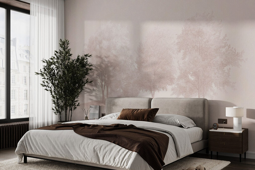 Group of trees in a foggy area