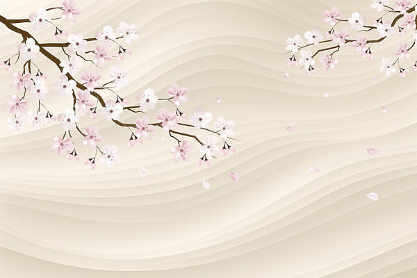 Ramo d'albero con fiori bianchi e rosa Ramo d'albero con fiori bianchi e rosa