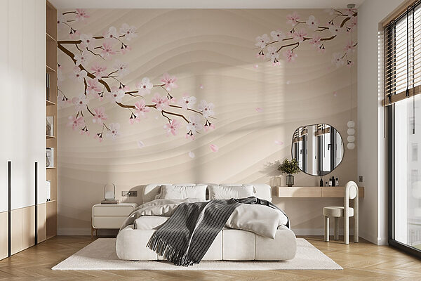 Ramo d'albero con fiori bianchi e rosa Ramo d'albero con fiori bianchi e rosa