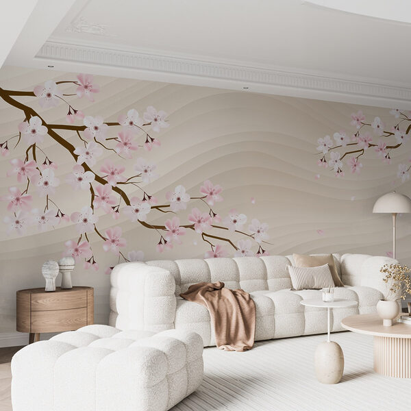 Ramo d'albero con fiori bianchi e rosa Ramo d'albero con fiori bianchi e rosa