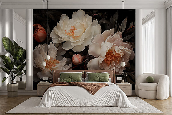 Carta da parati Carta da parati Gruppo di fiori bianchi (COD: w08965)