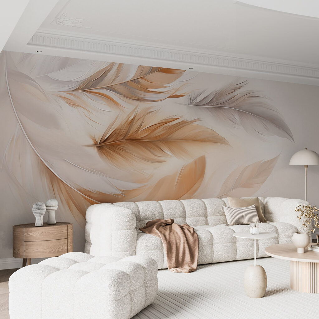 Group of feathers in different colors