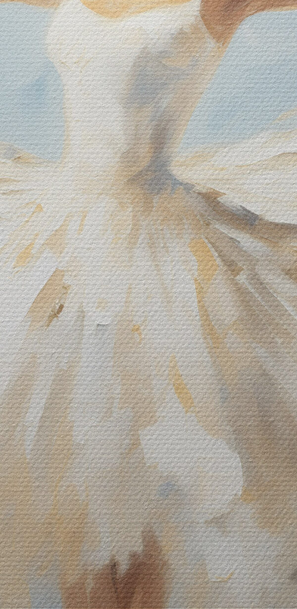 Painting of a woman in a white dress Painting of a woman in a white dress