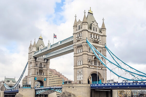 Bridge with towers and a bridge over water Bridge with towers and a bridge over water