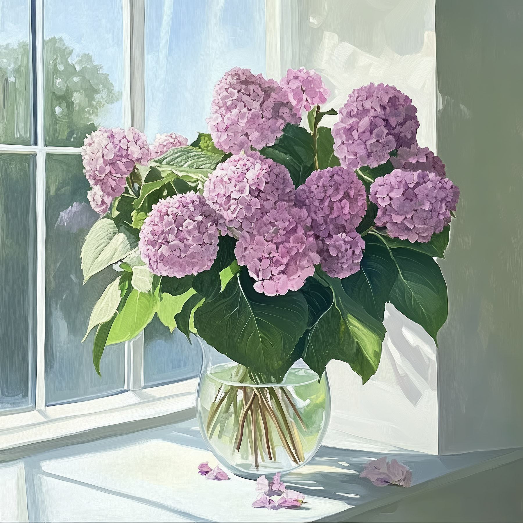 Painting of a vase of flowers Painting of a vase of flowers