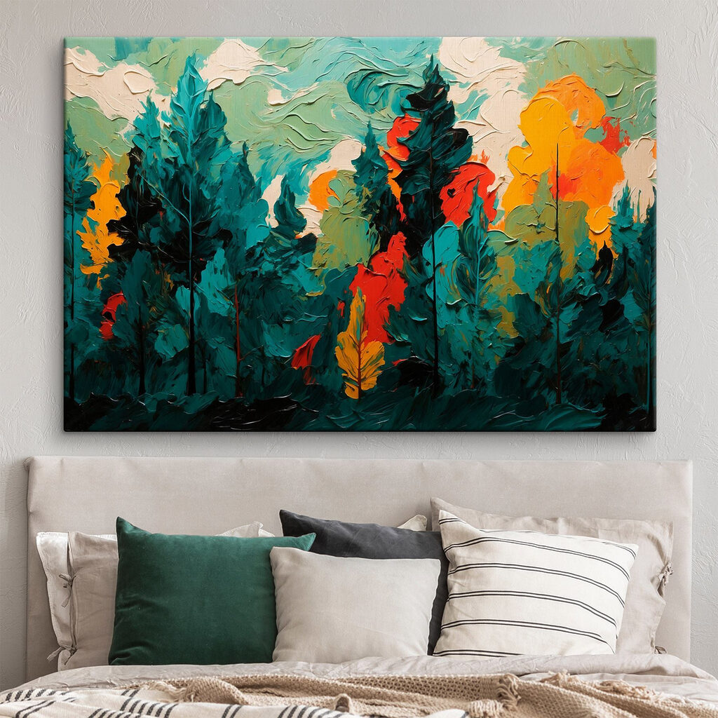 Painting of trees and sun Painting of trees and sun