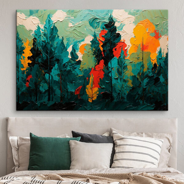 Painting of trees and sun Painting of trees and sun