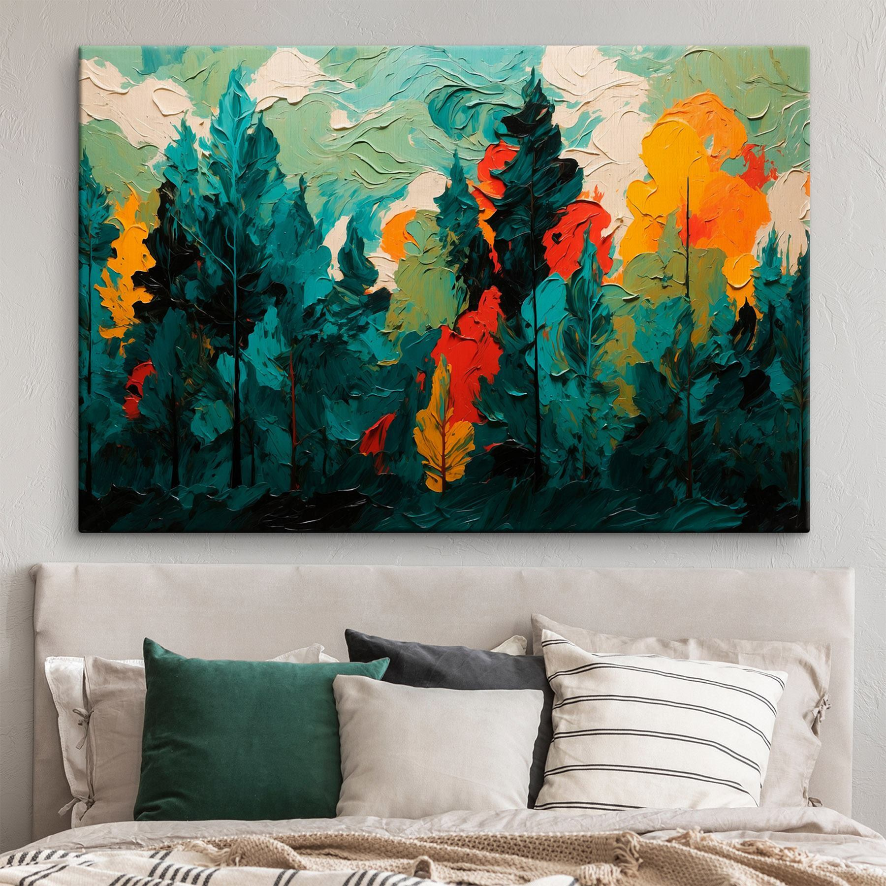Painting of trees and sun Painting of trees and sun